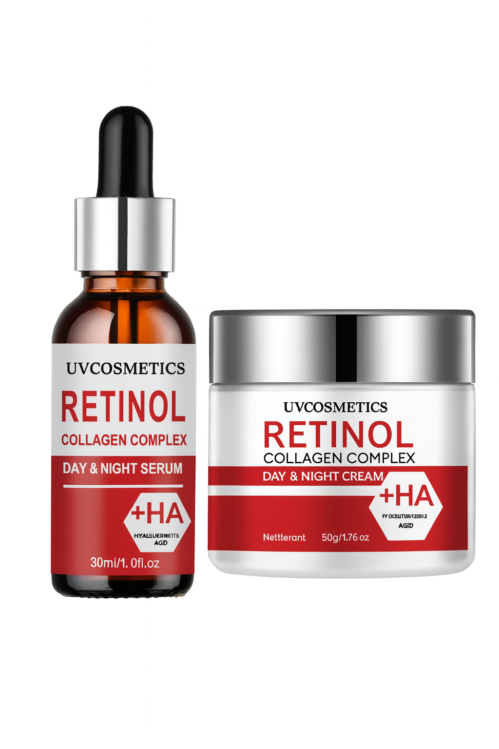UV COSMETICS Retinol Collagen Complex Day & Night Serum and Cream – Anti-Aging & Hydration