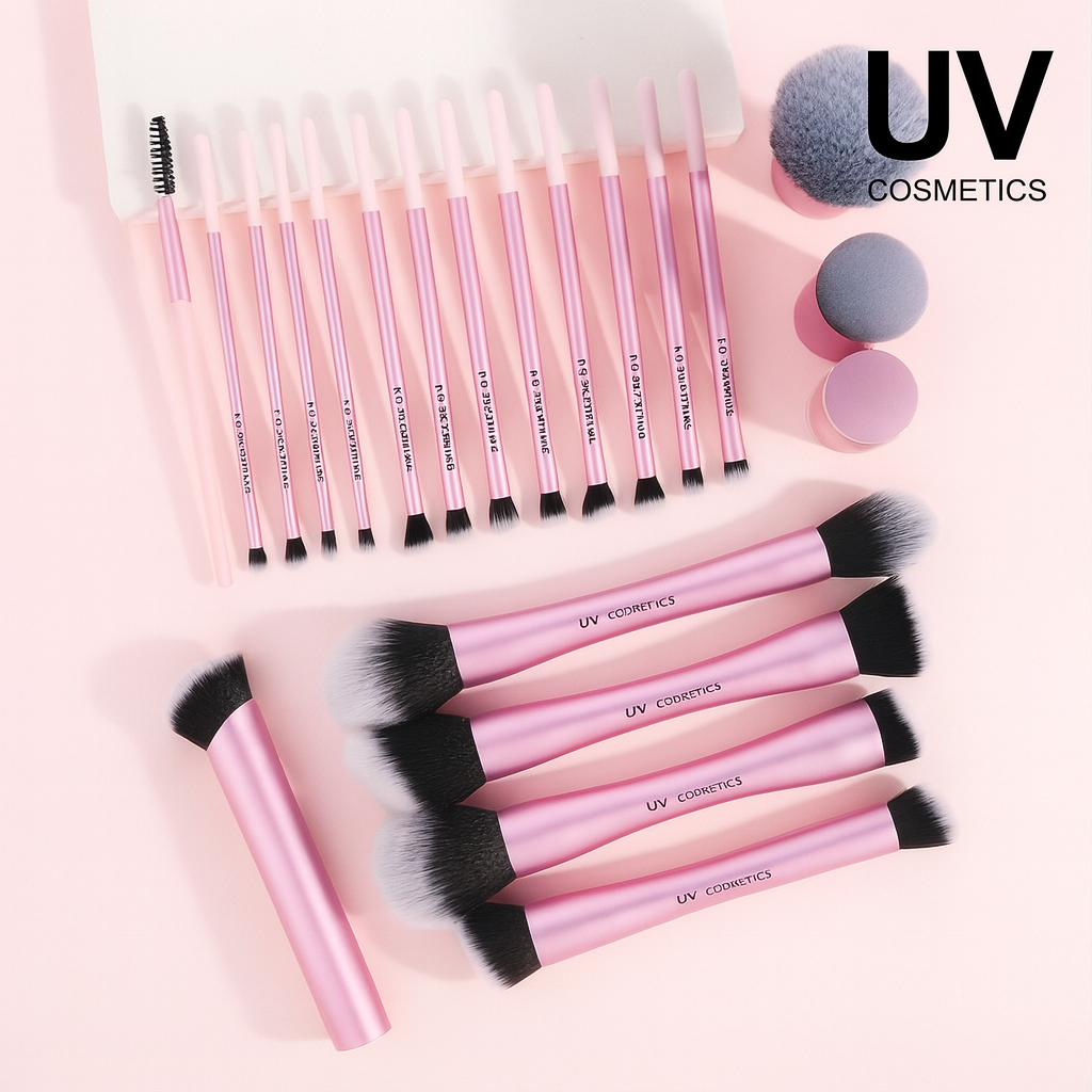 UV COSMETICS 20 pcs/set Pro Makeup Brushes | Double Ended Foundation, Concealer, Blush & Eyeshadow Brush Set