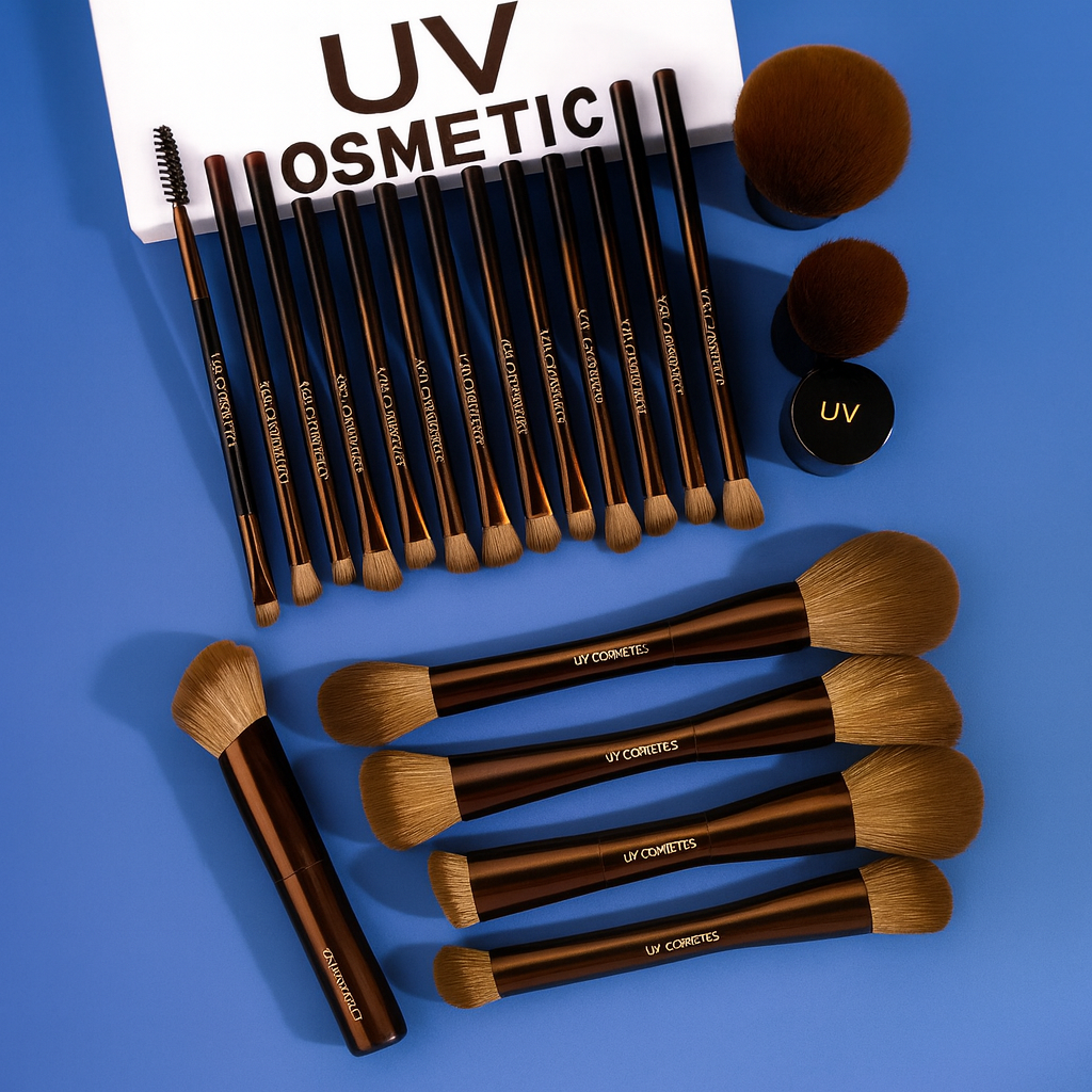UV COSMETICS 20 pcs/set Pro Makeup Brushes | Double Ended Foundation, Concealer, Blush & Eyeshadow Brush Set