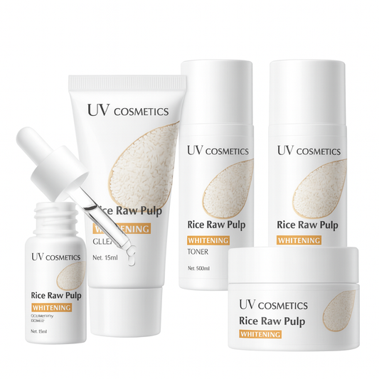 UV Cosmetics Rice Raw Pulp Whitening Skincare Set – 5 Piece Collection