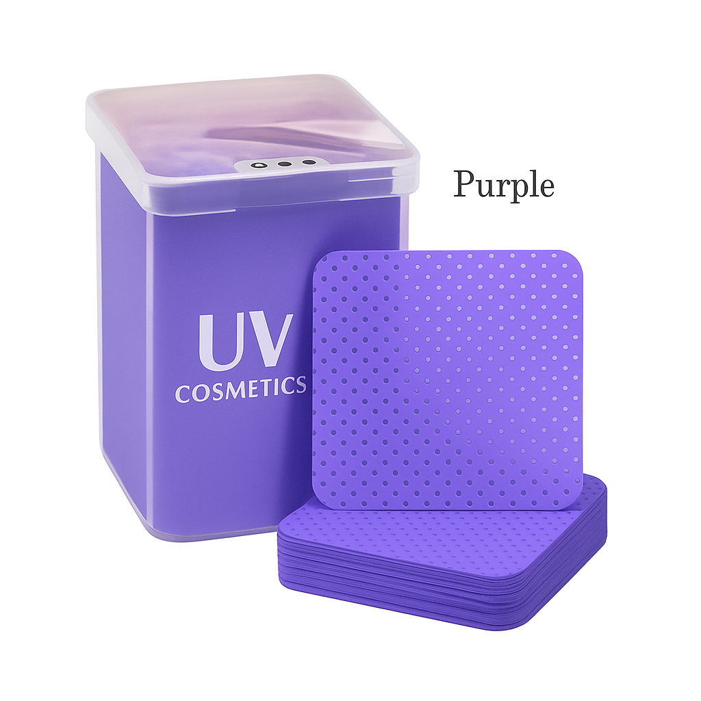 UV Cosmetics Storage Box with Perforated Pads – Purple