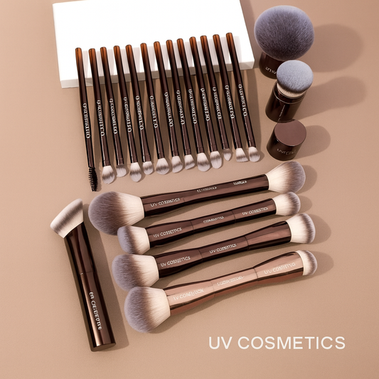 UV COSMETICS 20 pcs/set Pro Makeup Brushes | Double Ended Foundation, Concealer, Blush & Eyeshadow Brush Set