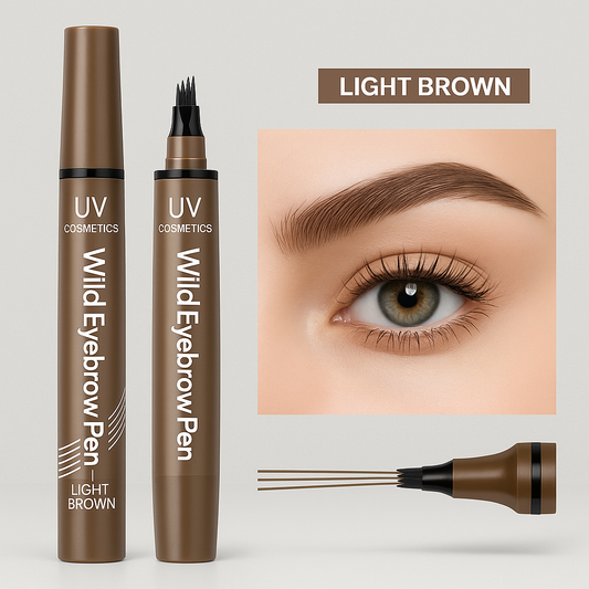 UV Cosmetics Waterproof Eyebrow Pen – 4 Split Tip, Long-Lasting Black
