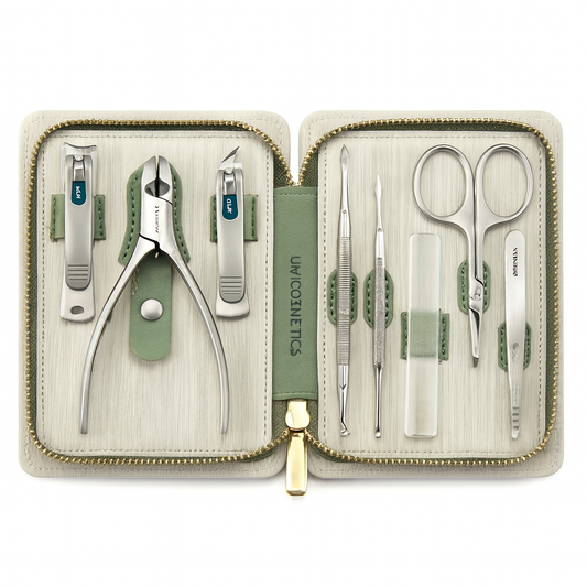 UV Cosmetics Professional Manicure & Pedicure Kit – 12-in-1 Grooming Set with Case